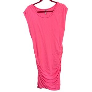 KUT from the Kloth Pink Ruched Midi Dress‎ XL Women’s Casual Summer Sleeveless